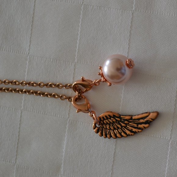 South Hill Designs Rose-gold-Tone Necklace with Angel Wing & Pearl Charms - Picture 2 of 9